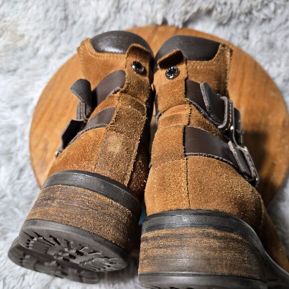 Steve Madden Womens Size 7.5M Brown Leather Biker Cognac Moto Zip Lug Sole Boots - Picture 4 of 12